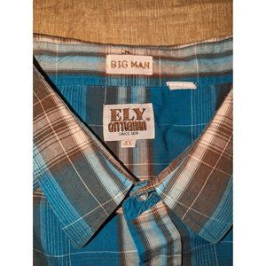 Ely Cattleman Mens Plaid Short Sleeve Pearl Snap Size 4x